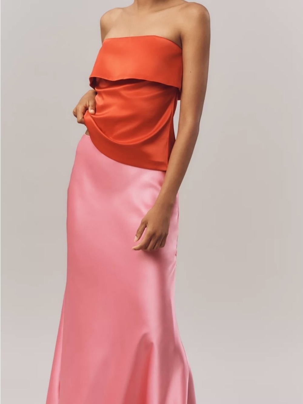 Anthropologie Satin Bias Maxi Skirt - Rose Pink